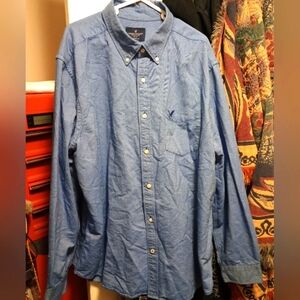 Men's Blue American Eagle Button-Down Shirt XXL